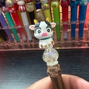 Cute Cow Pen with Brown and Clear Accents